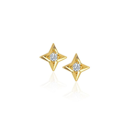 Four Point Star Studs | Ready to Ship Yellow Gold Pair by Logan Hollowell Jewelry