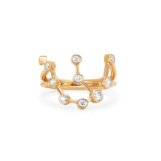 Aquarius Constellation Ring Yellow Gold 3 by Logan Hollowell Jewelry