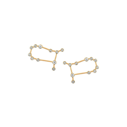 Petite Gemini Diamond Constellation Studs Yellow Gold Pair by Logan Hollowell Jewelry