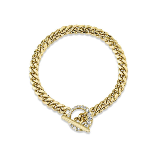 Queen Cuban Bracelet with Pavé Diamond Unity Toggle | Ready to Ship Yellow Gold Petite 6.5" by Logan Hollowell Jewelry