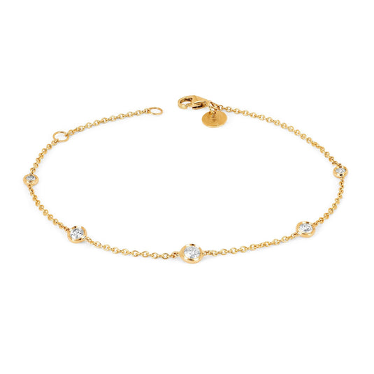 5 Diamond Orbit Bezel Bracelet | Ready to Ship Yellow Gold by Logan Hollowell Jewelry
