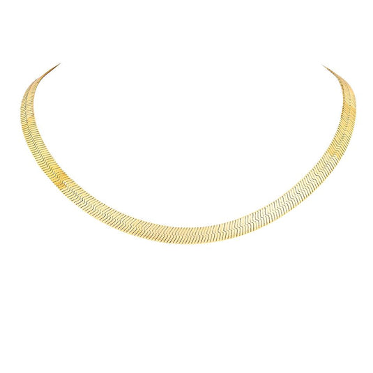 Large Liquid Gold Herringbone Necklace 16" by Logan Hollowell Jewelry