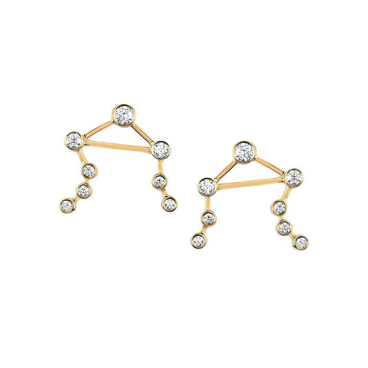 Petite Libra Diamond Constellation Studs Yellow Gold Pair by Logan Hollowell Jewelry