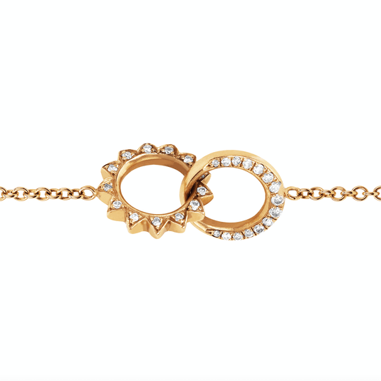 Pavé Diamond Interlocking Unity Bracelet Yellow Gold by Logan Hollowell Jewelry