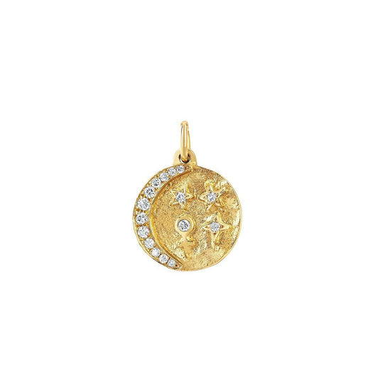 Petite Divine Feminine Alchemy Coin Charm Yellow Gold by Logan Hollowell Jewelry