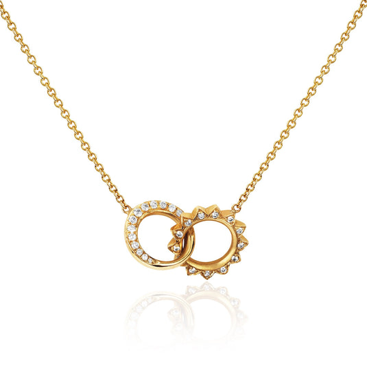 Pavé Diamond Interlocking Unity Necklace Yellow Gold by Logan Hollowell Jewelry