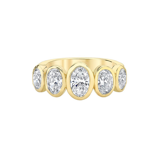Graduated Oval Diamond Band Yellow Gold 5.25 by Logan Hollowell Jewelry