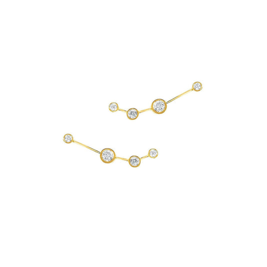 Petite Aries Diamond Constellation Studs Yellow Gold Pair by Logan Hollowell Jewelry