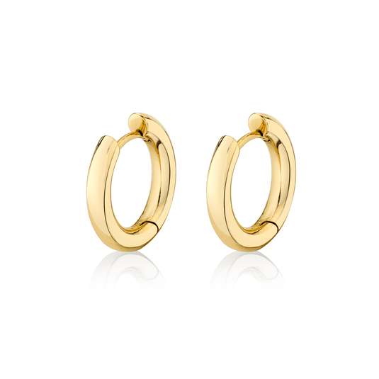 Solid Medium Goddess Hoops Yellow Gold Pair by Logan Hollowell Jewelry