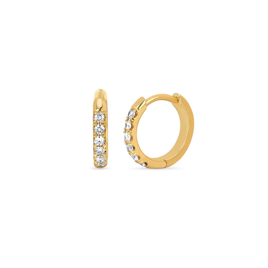 Diamond Goddess Hoops Yellow Gold Pair by Logan Hollowell Jewelry