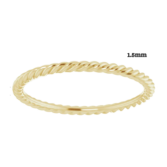 14k Gold Skinny Rope Eternity Band