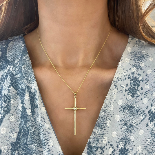 14K Gold Large Cross Charm