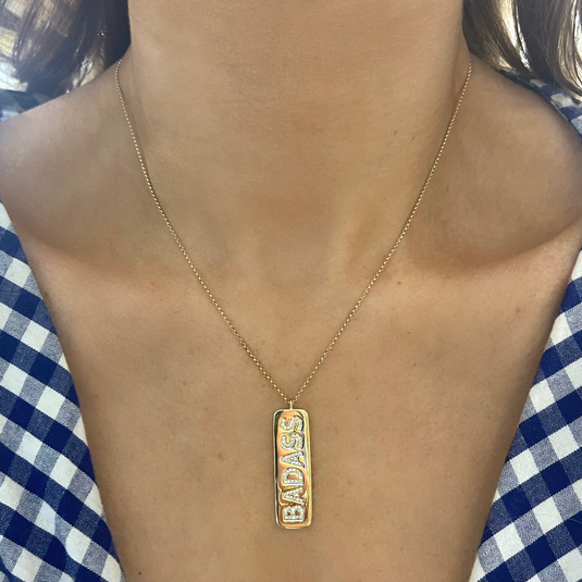 "BADASS" Diamond Dog Tag Necklace