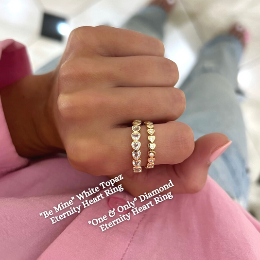 "Be Mine" White Topaz Eternity Heart Ring