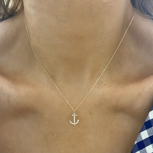 "Drop Your Anchor" Diamond Anchor Necklace