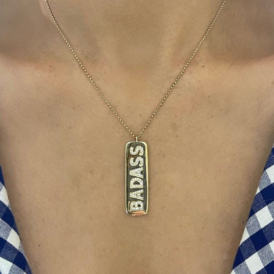 "BADASS" Diamond Dog Tag Necklace