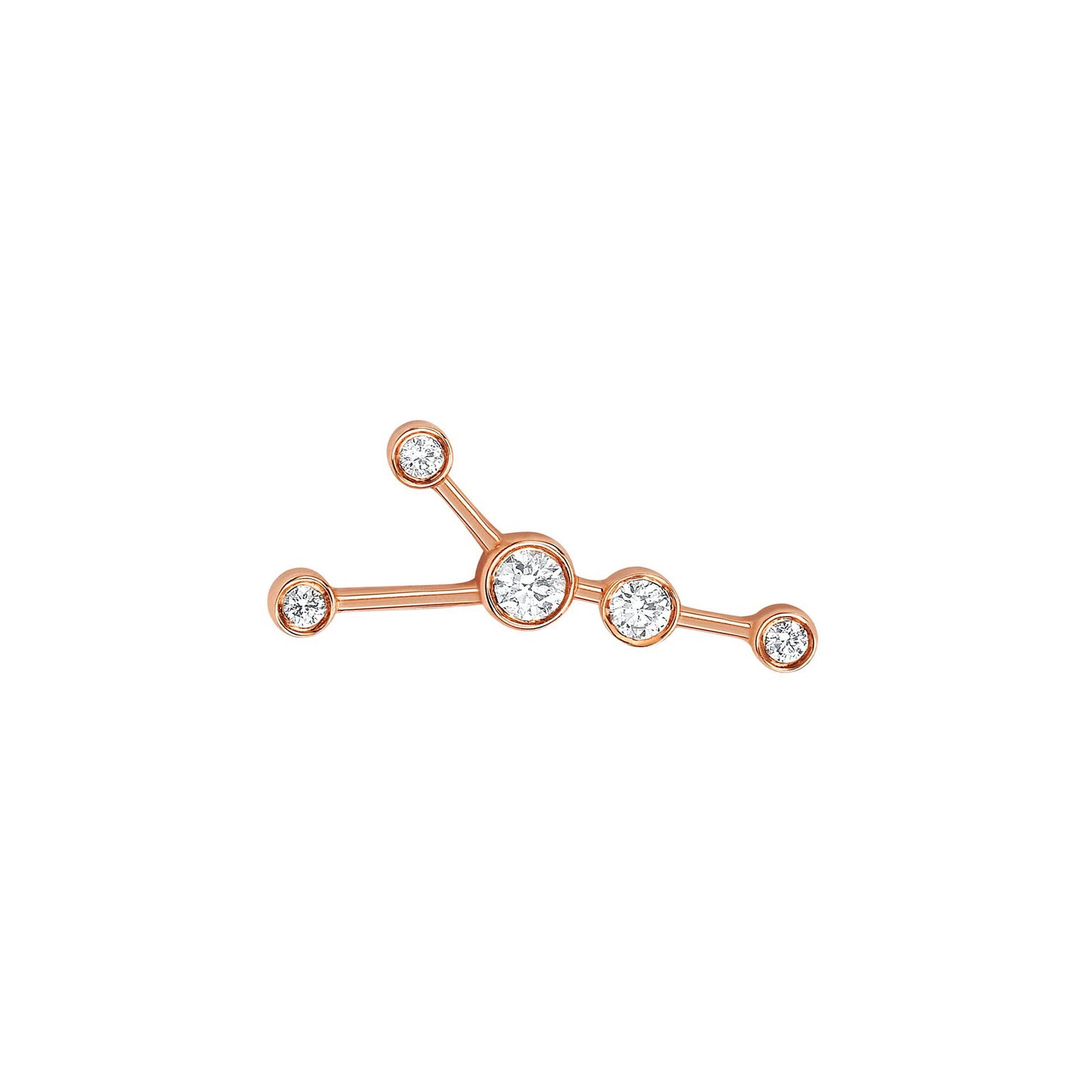 Petite Cancer Diamond Constellation Studs Rose Gold Single Left by Logan Hollowell Jewelry