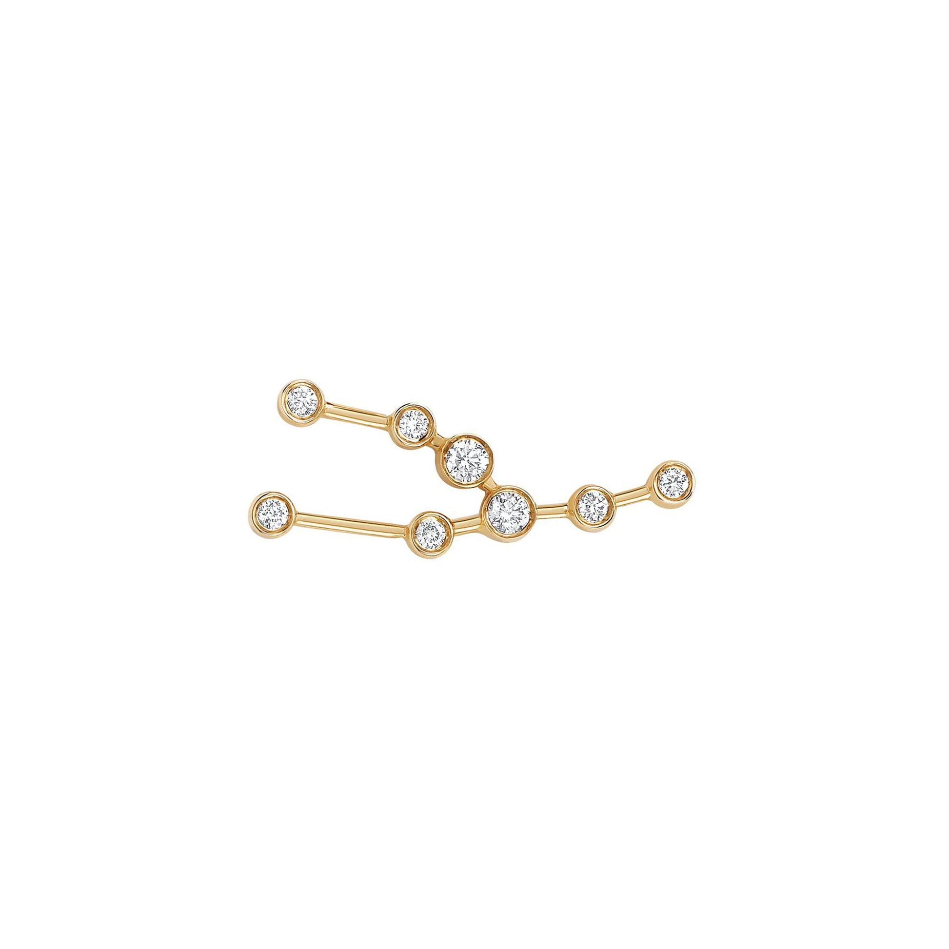 Petite Taurus Diamond Constellation Studs Yellow Gold Single Left by Logan Hollowell Jewelry
