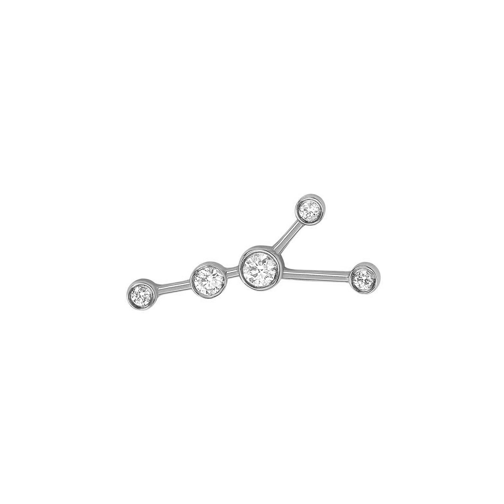 Petite Cancer Diamond Constellation Studs White Gold Single Right by Logan Hollowell Jewelry