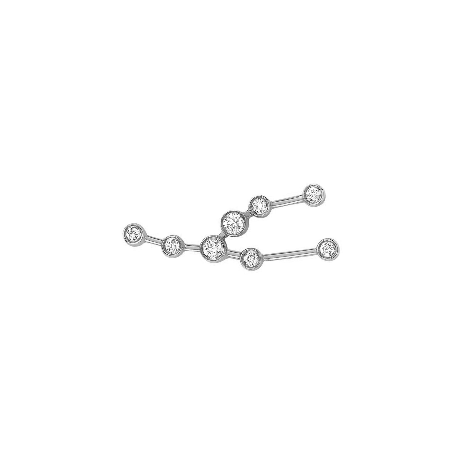 Petite Taurus Diamond Constellation Studs White Gold Single Right by Logan Hollowell Jewelry
