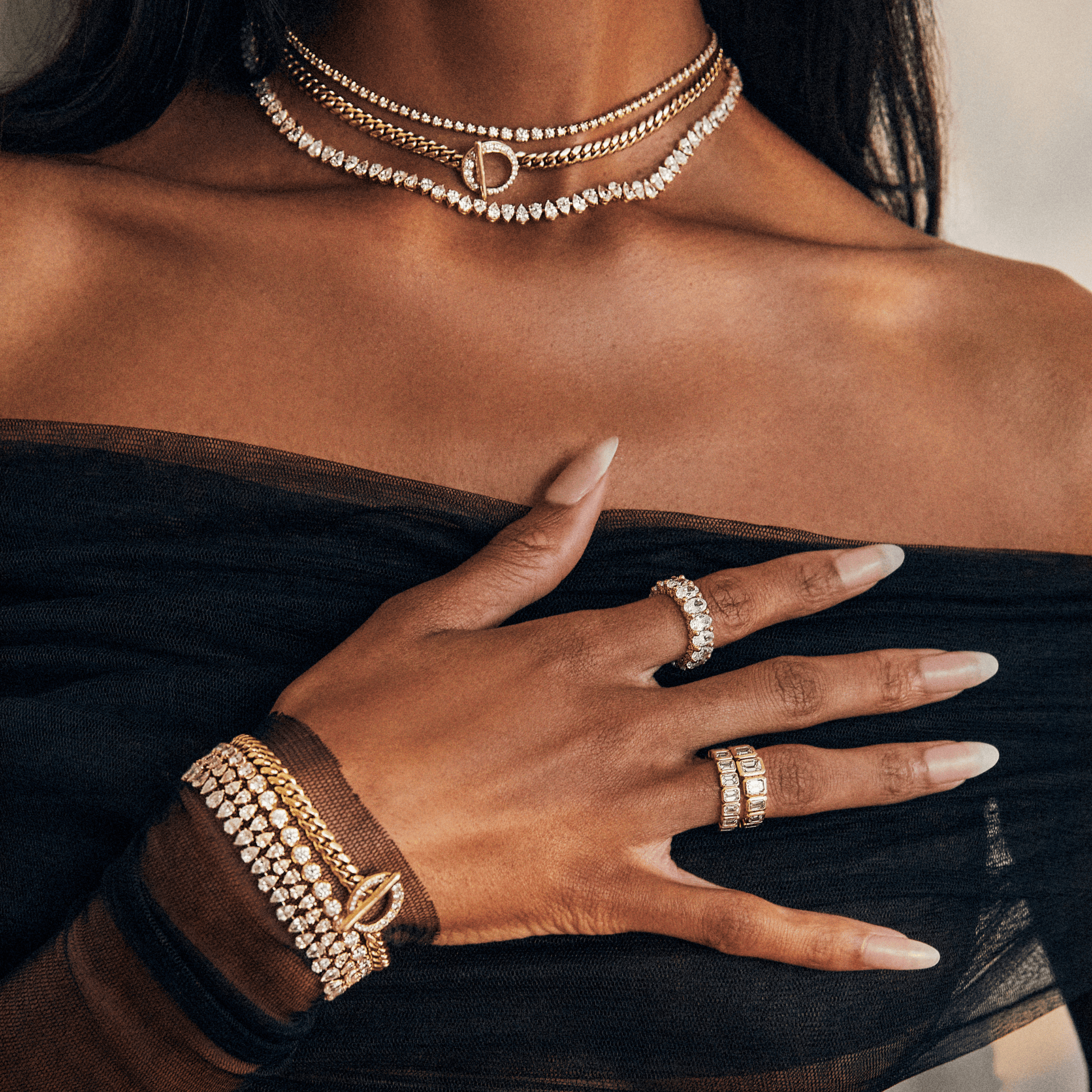 Reverse Water Drop Diamond Tennis Bracelet by Logan Hollowell Jewelry