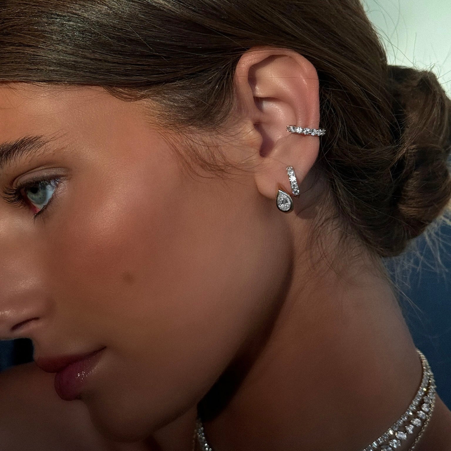 Diamond Mini Goddess Hoops by Logan Hollowell Jewelry
