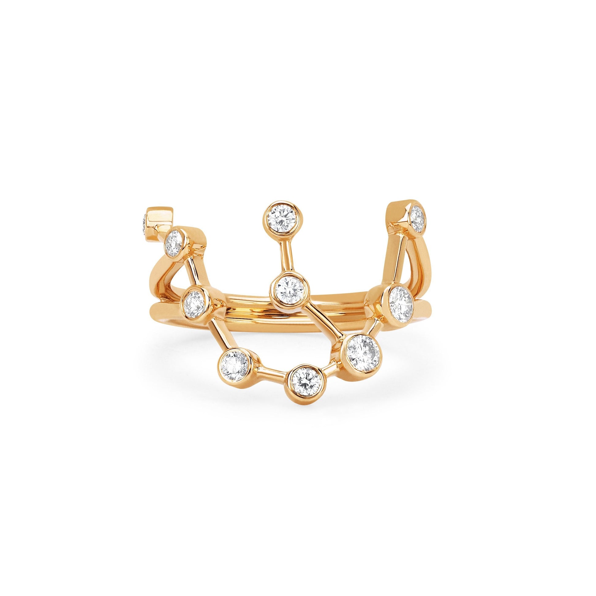 Aquarius Constellation Ring Yellow Gold 3  by Logan Hollowell Jewelry