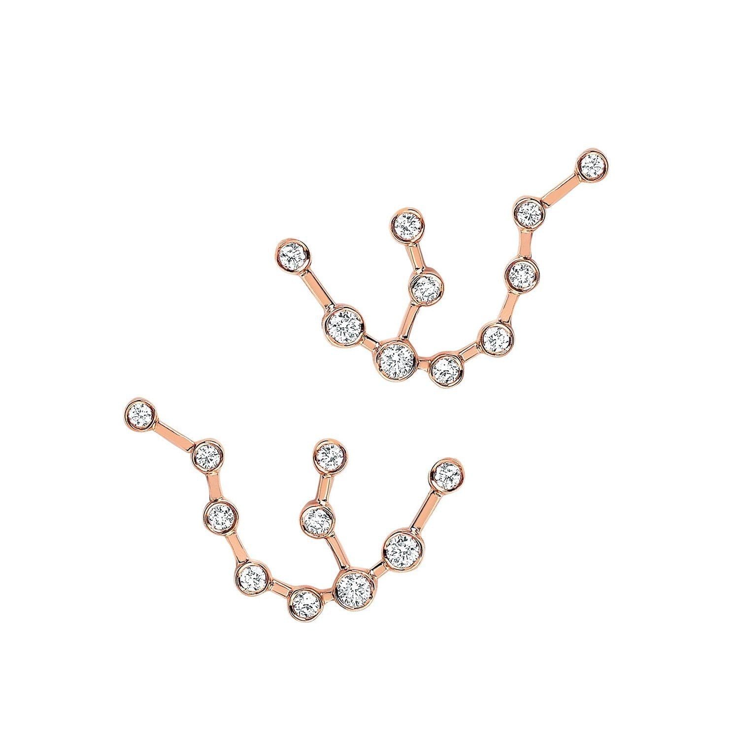 Petite Aquarius Constellation Studs Rose Gold Pair by Logan Hollowell Jewelry