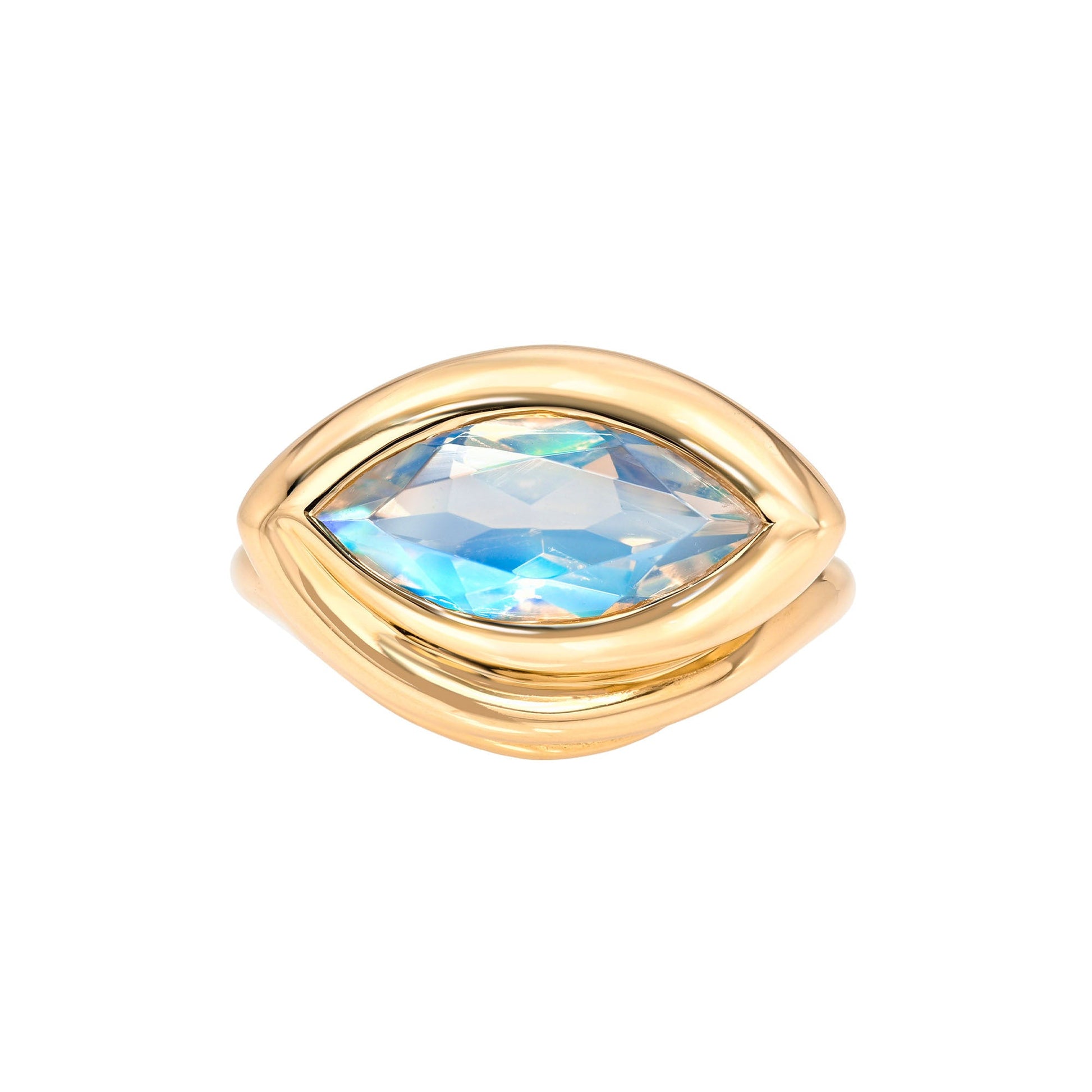 Enigma Eye Marquise Moonstone Ring Rose Gold 3 by Logan Hollowell Jewelry