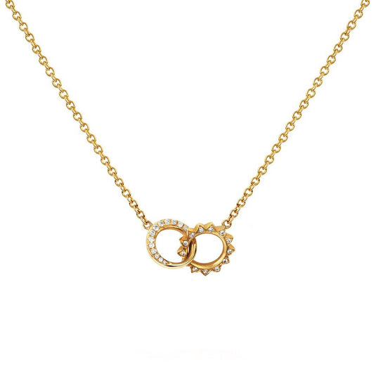 Petite Pavé Diamond Interlocking Unity Necklace Yellow Gold 14"-15" by Logan Hollowell Jewelry