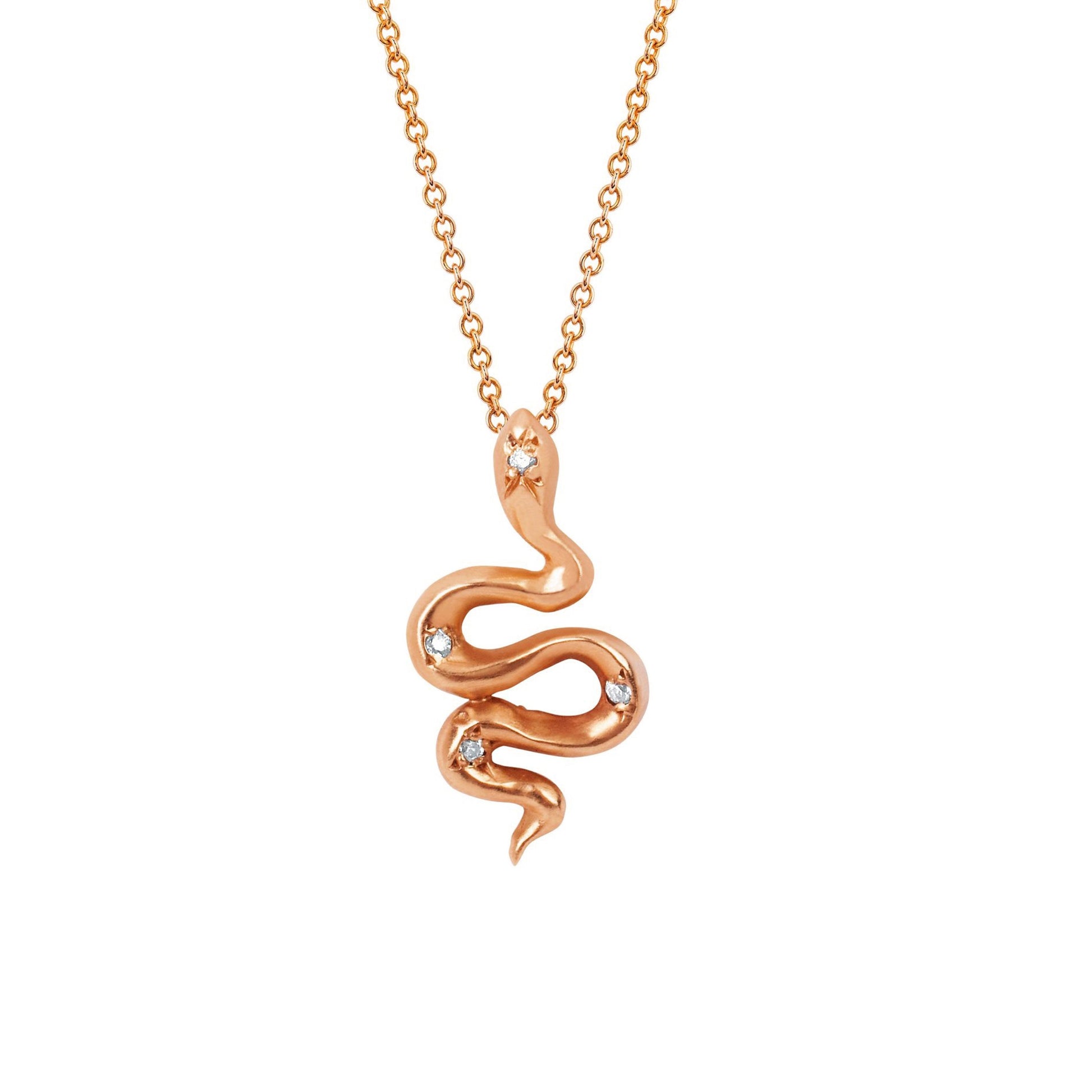 Kundalini Snake Pendant with Star Set Diamonds | Ready to Ship Rose Gold 16" by Logan Hollowell Jewelry