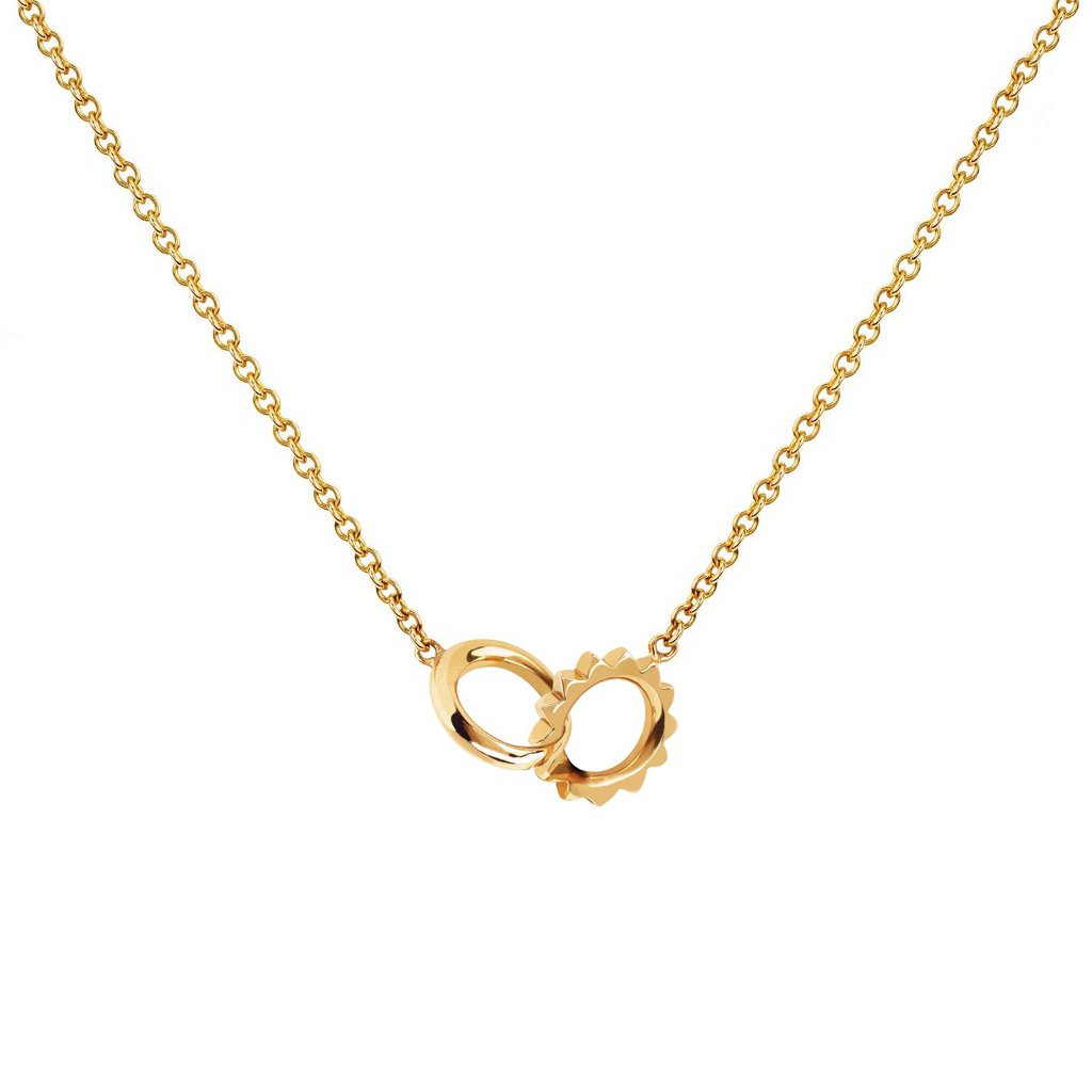 Petite Solid Interlocking Unity Necklace Yellow Gold 14-15" by Logan Hollowell Jewelry