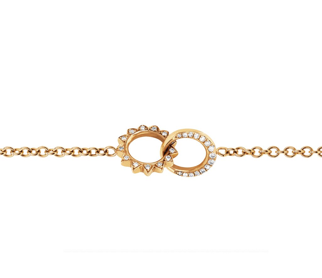 Baby Pavé Diamond Interlocking Unity Bracelet | Ready to Ship Yellow Gold by Logan Hollowell Jewelry