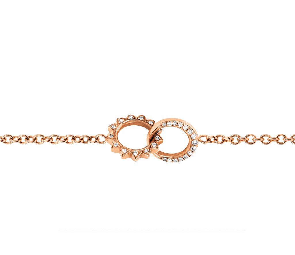 Petite Pavé Diamond Interlocking Unity Bracelet Rose Gold by Logan Hollowell Jewelry
