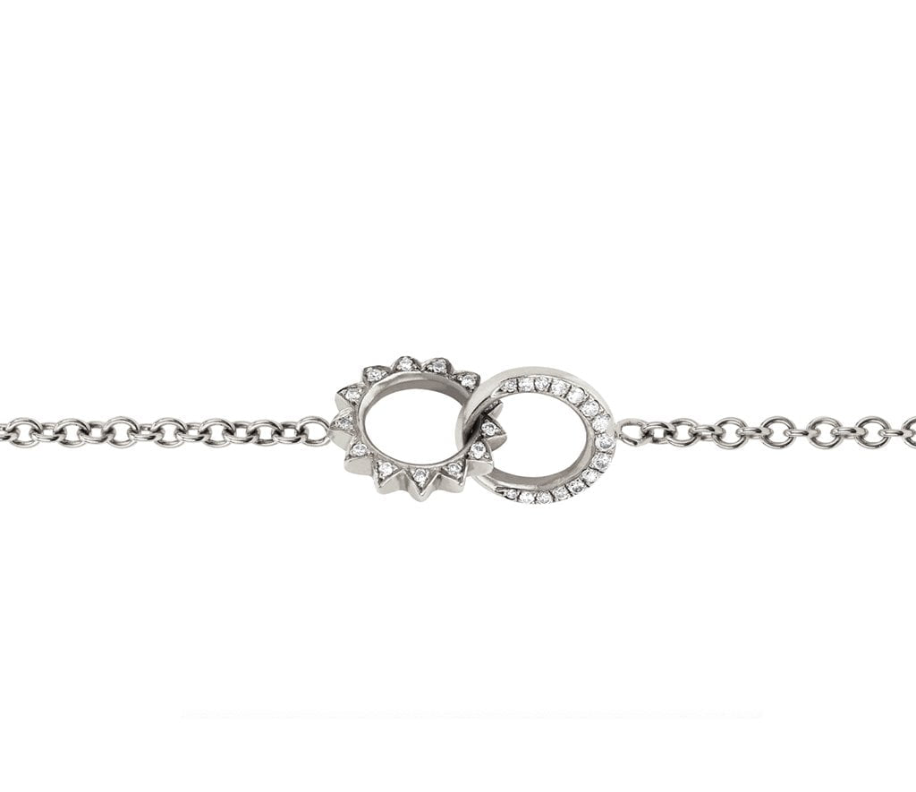 Petite Pavé Diamond Interlocking Unity Bracelet White Gold by Logan Hollowell Jewelry