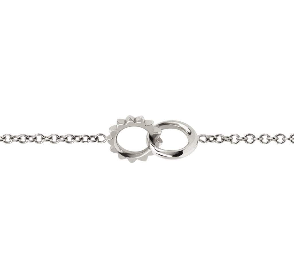 Petite Solid Interlocking Unity Bracelet White Gold by Logan Hollowell Jewelry