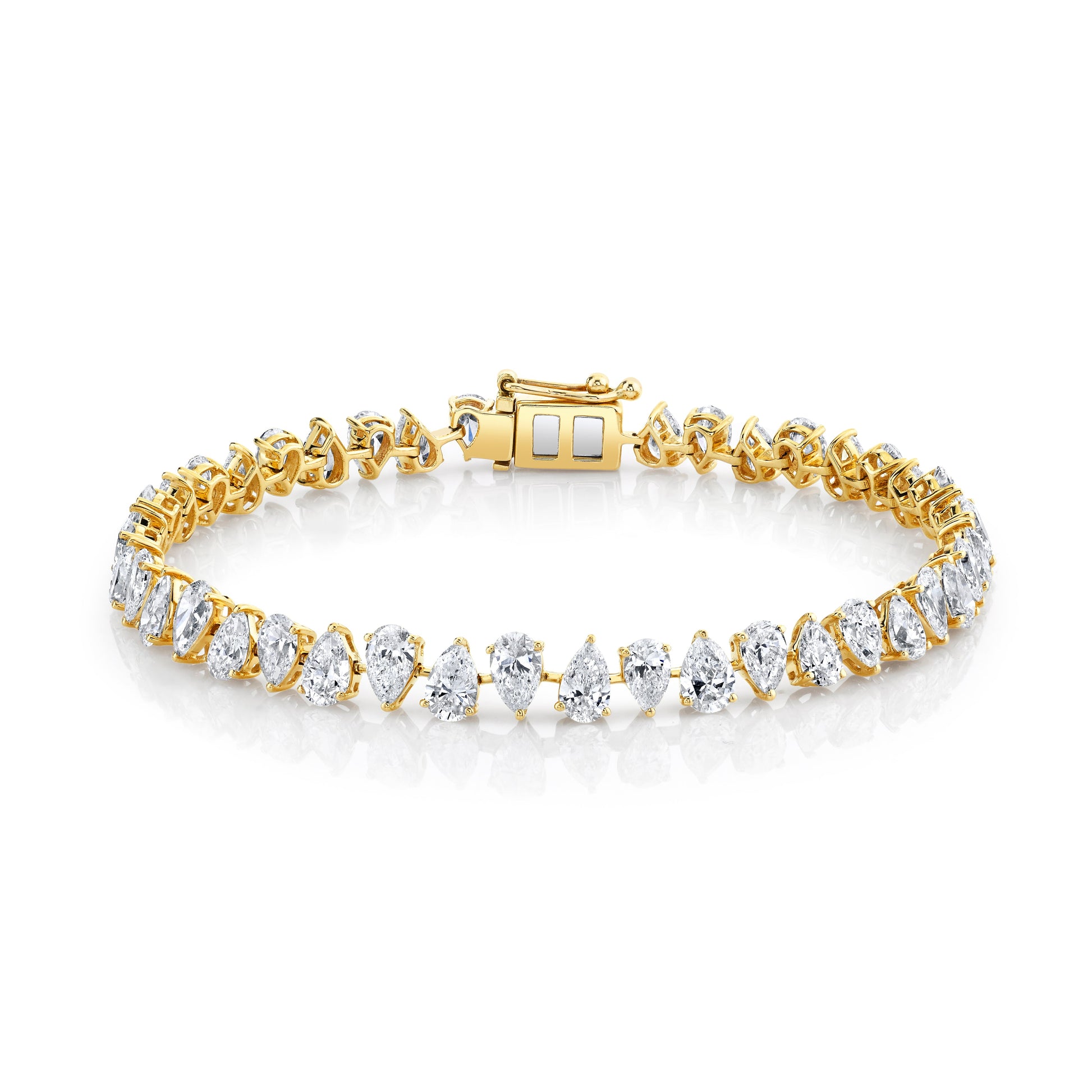 Reverse Water Drop Diamond Tennis Bracelet Yellow Gold 6.5" Lab-Created by Logan Hollowell Jewelry