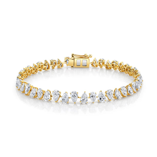 Reverse Water Drop Diamond Tennis Bracelet Yellow Gold 6.5" Lab-Created by Logan Hollowell Jewelry