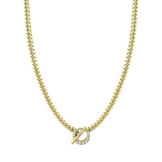 Queen Cuban Choker with Pavé Diamond Unity Toggle | Ready to Ship Yellow Gold 14" by Logan Hollowell Jewelry