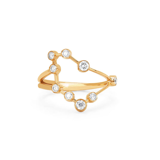 Capricorn Constellation Ring Yellow Gold 3  by Logan Hollowell Jewelry