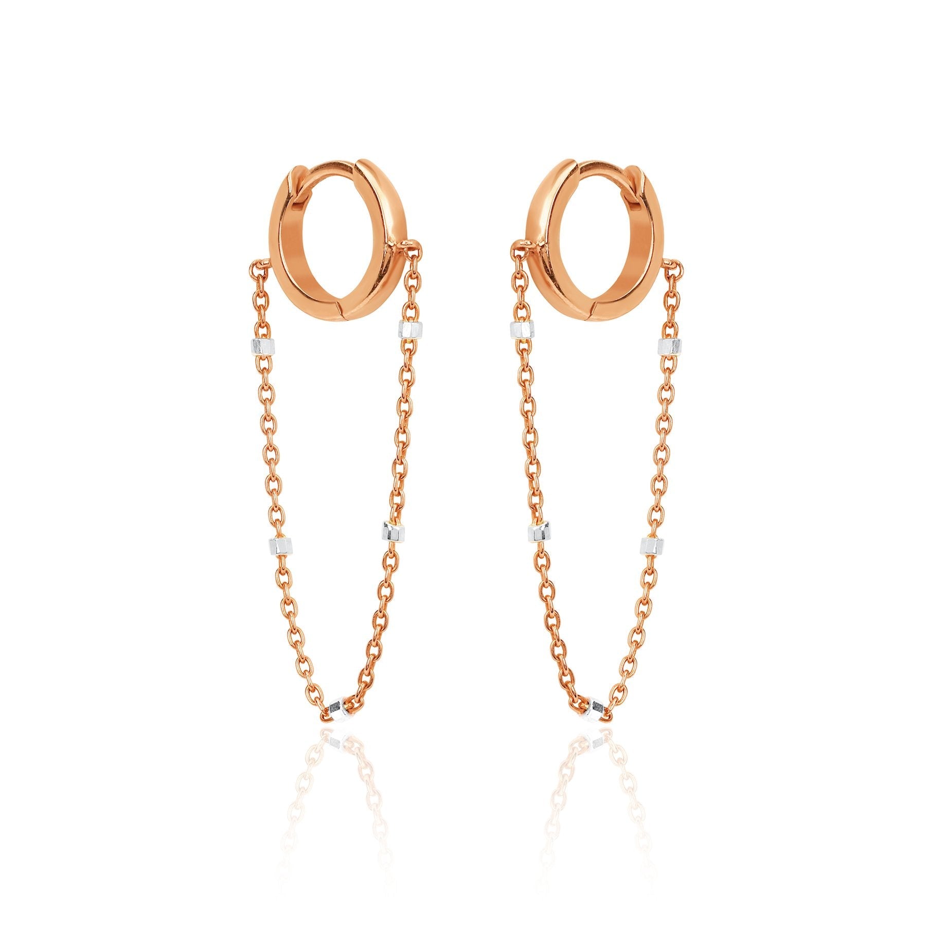 Mini Goddess Twinkle Chain Hoops Rose Gold Pair  by Logan Hollowell Jewelry