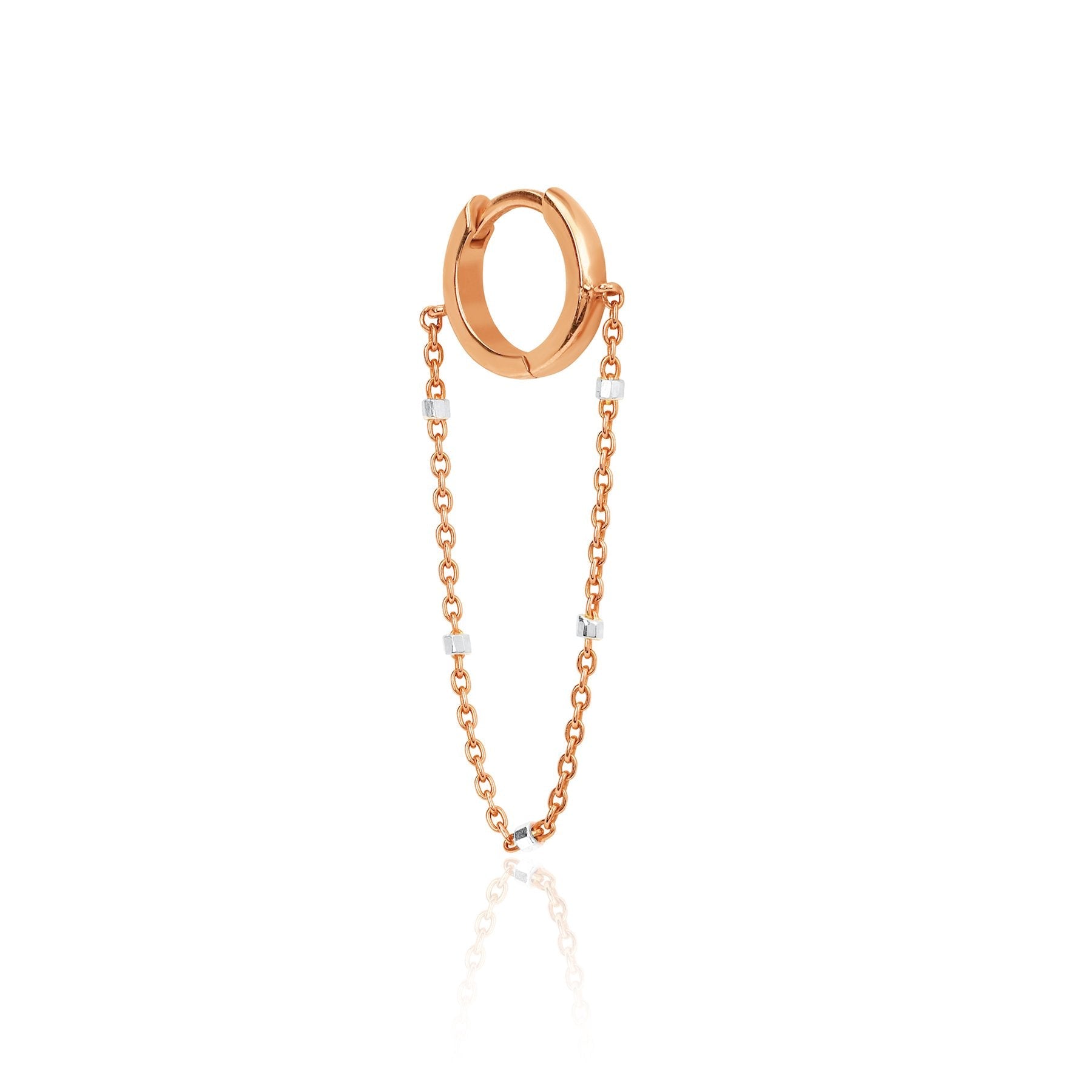 Mini Goddess Twinkle Chain Hoops Rose Gold Single  by Logan Hollowell Jewelry