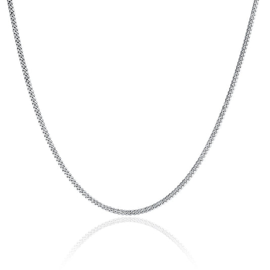 Men's Medium Cuban Chain Necklace White Gold 18" by Logan Hollowell Jewelry