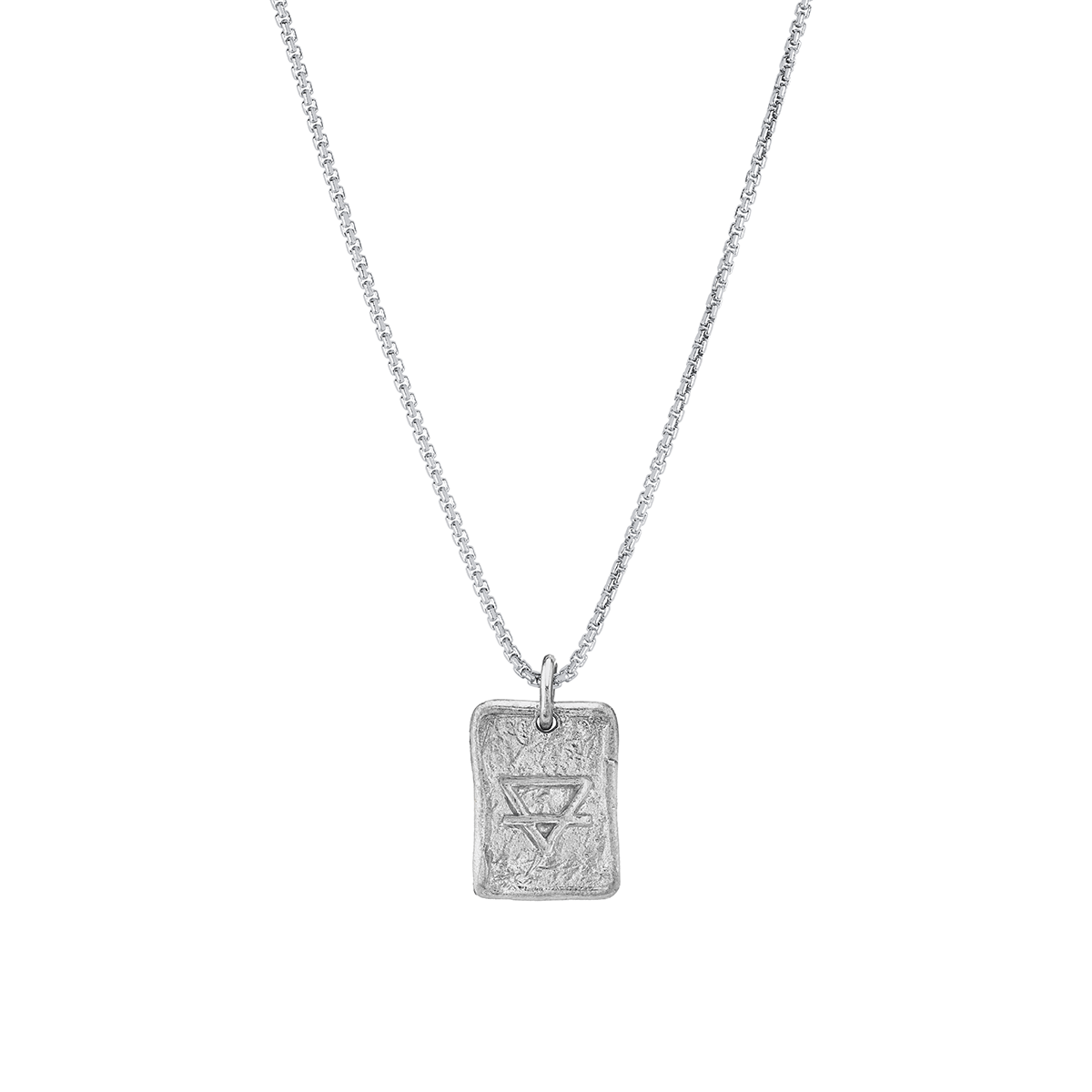 Earth Element Plate Necklace White Gold 18" by Logan Hollowell Jewelry