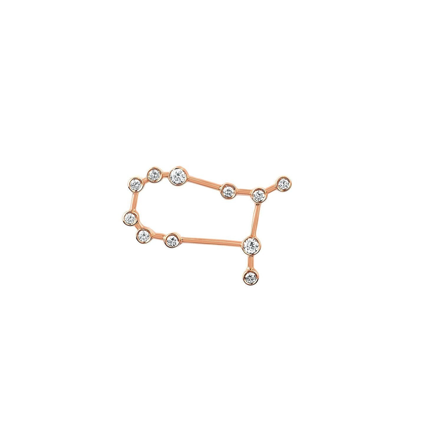 Petite Gemini Diamond Constellation Studs Rose Gold Single Left by Logan Hollowell Jewelry