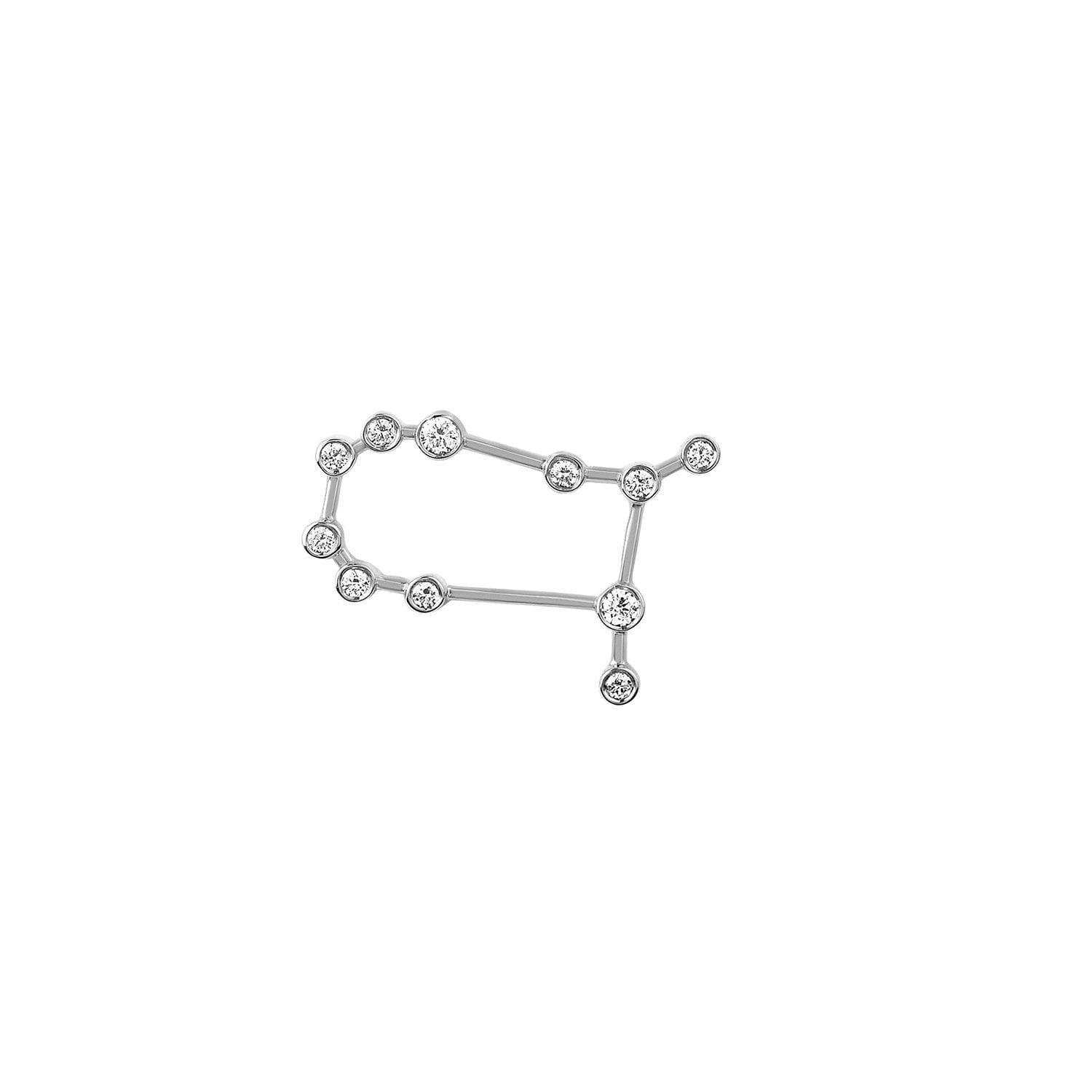 Petite Gemini Diamond Constellation Studs White Gold Single Left by Logan Hollowell Jewelry