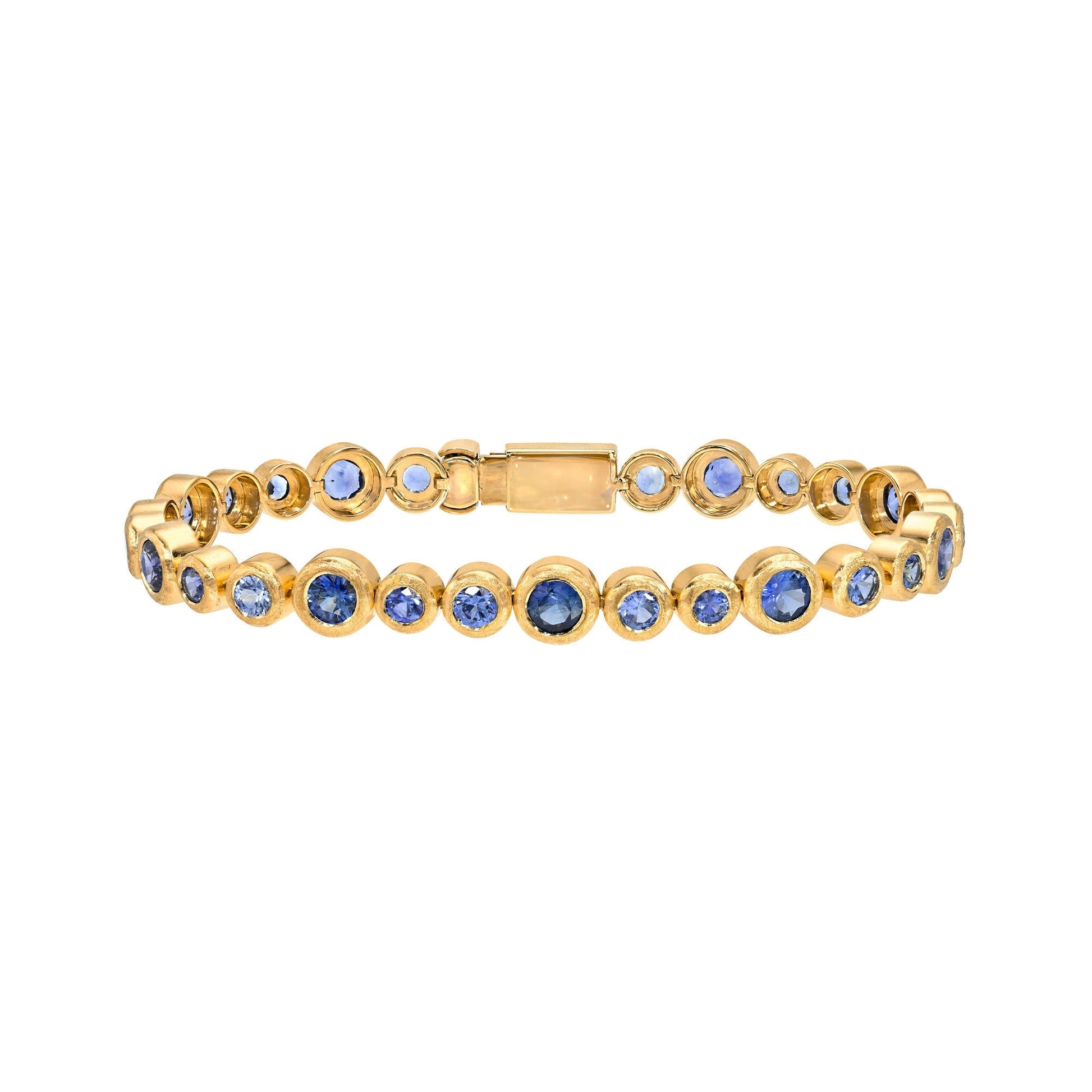 Blue Sapphire Bubble Bracelet Rose Gold 6.5" by Logan Hollowell Jewelry