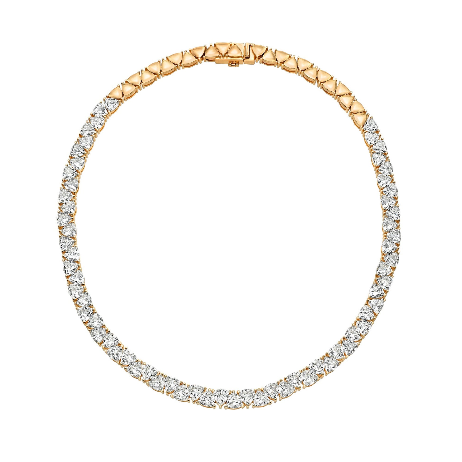 Trillion Diamond Tennis Necklace Rose Gold 14" by Logan Hollowell Jewelry