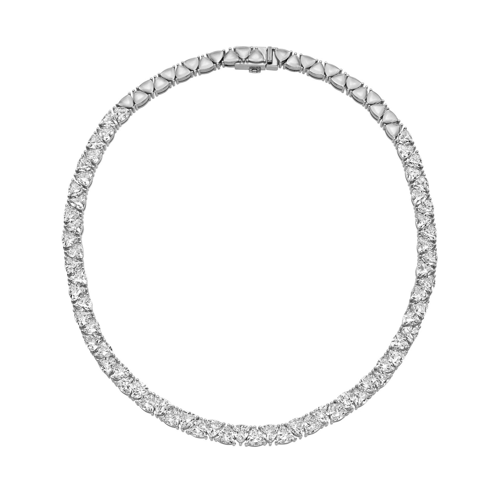 Trillion Diamond Tennis Necklace White Gold 14" by Logan Hollowell Jewelry