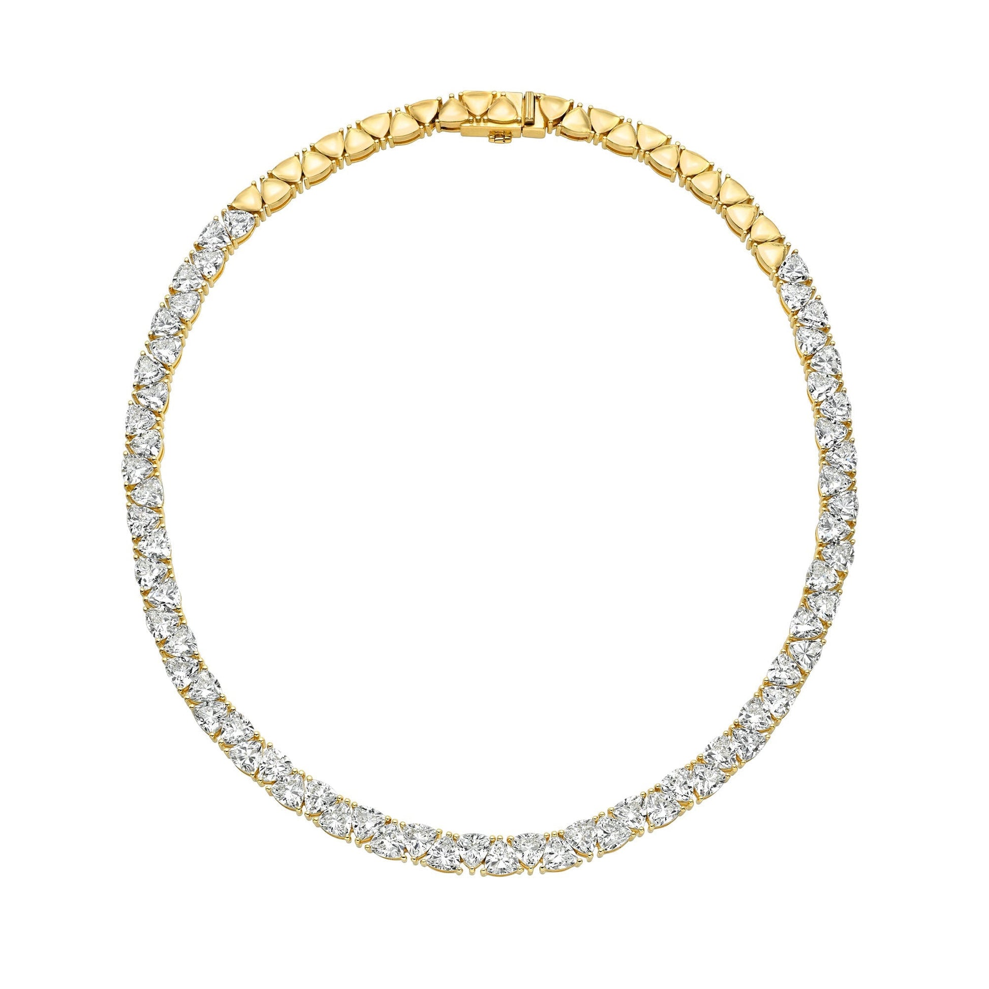 Trillion Diamond Tennis Necklace Yellow Gold 14" by Logan Hollowell Jewelry